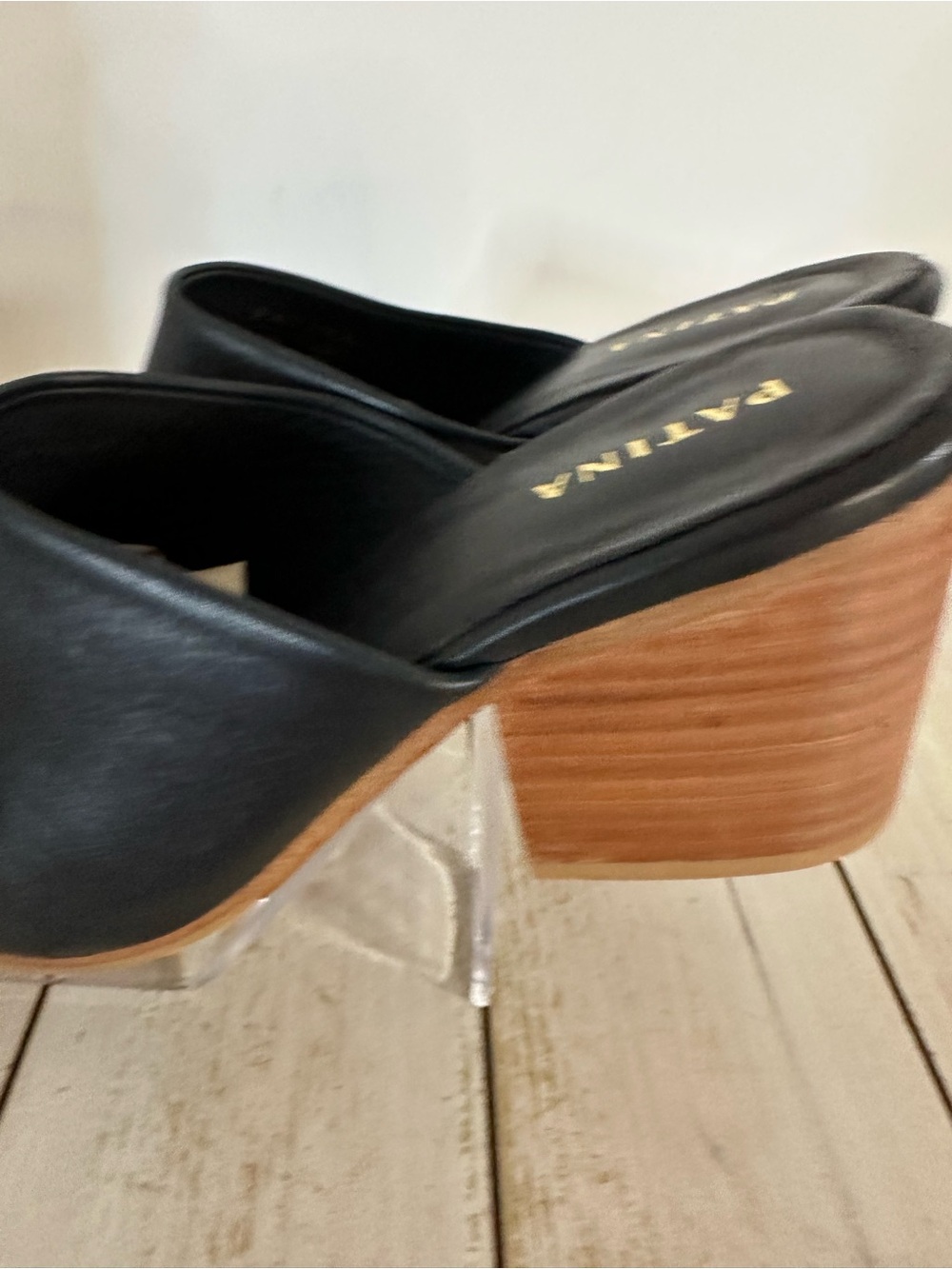 Women’s Patina Black Leather Mule 2.5 inch Heels - Picture 6 of 10